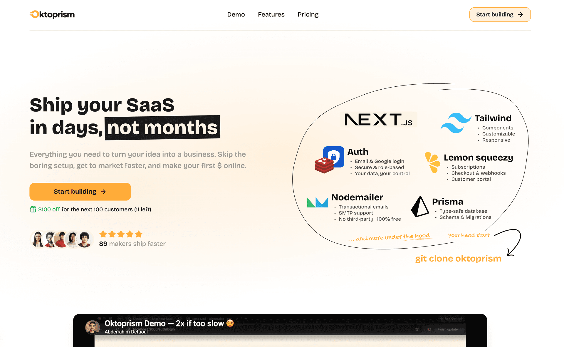 Oktoprism landing page